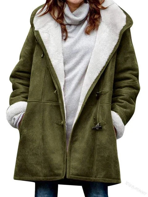 Casual women's jacket with hood – fleece lined for extra warmth