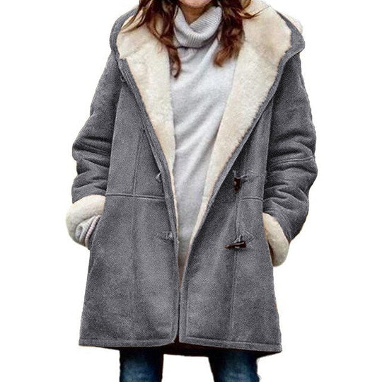 Casual women's jacket with hood – fleece lined for extra warmth