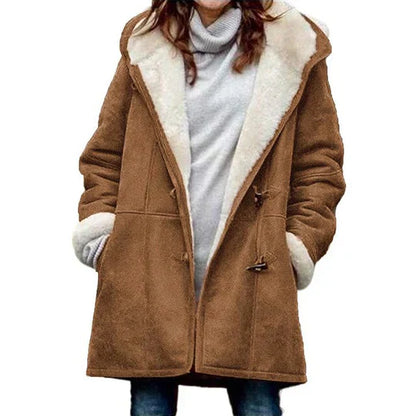 Casual women's jacket with hood – fleece lined for extra warmth