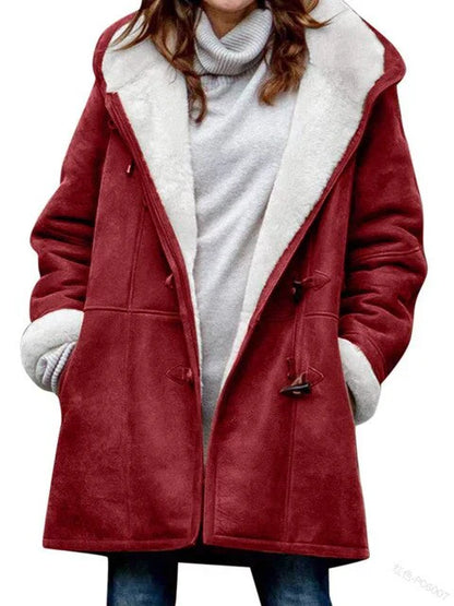 Casual women's jacket with hood – fleece lined for extra warmth