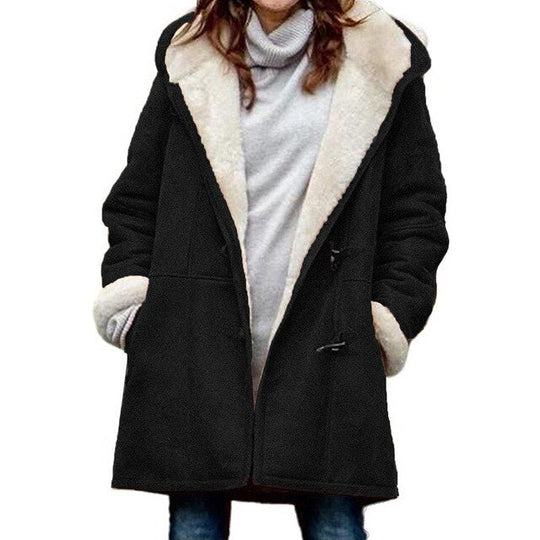 Casual women's jacket with hood – fleece lined for extra warmth