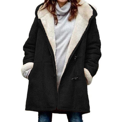 Casual women's jacket with hood – fleece lined for extra warmth