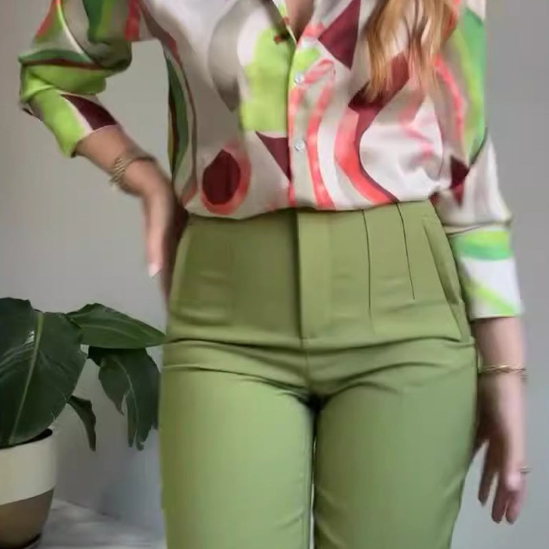 Dames pak met print – Elegant en comfortabel broekpak