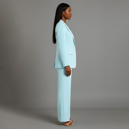 Isabella Women's Two-Piece Suit Set – Fitted Jacket and Wide Trousers