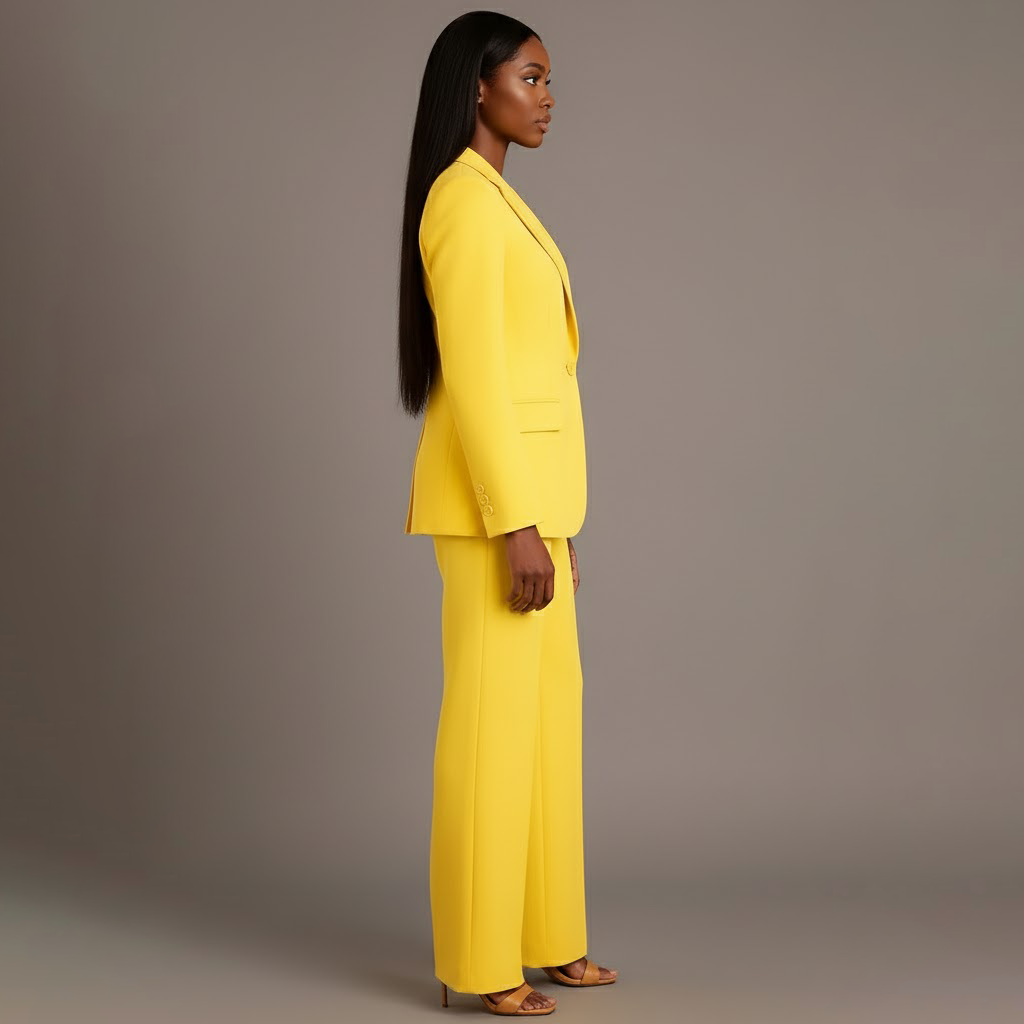 Isabella Women's Two-Piece Suit Set – Fitted Jacket and Wide Trousers