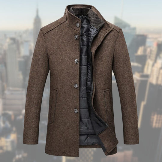 Men's Winter Coat of Wool Blend - Warm and Elegant