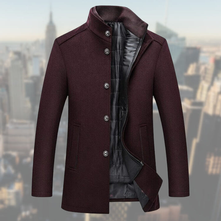 Men's Winter Coat of Wool Blend - Warm and Elegant