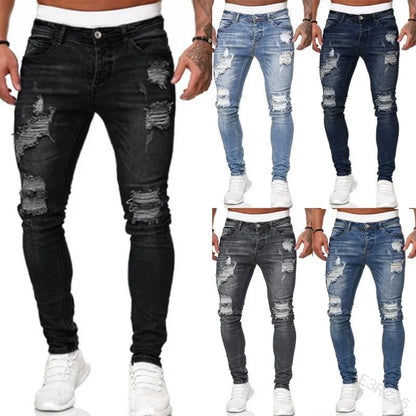 Heren Skinny Spijkerbroek Gescheurd | Vintage Streetstijl