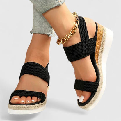 Dames Platform Sandalen | Comfort Stretch Band & Zomerstijl-Schoenen – Dames – Sandalen – Platform Sandalen-Myna Mode-Bruin-US 5 - UK 3-Myna Mode