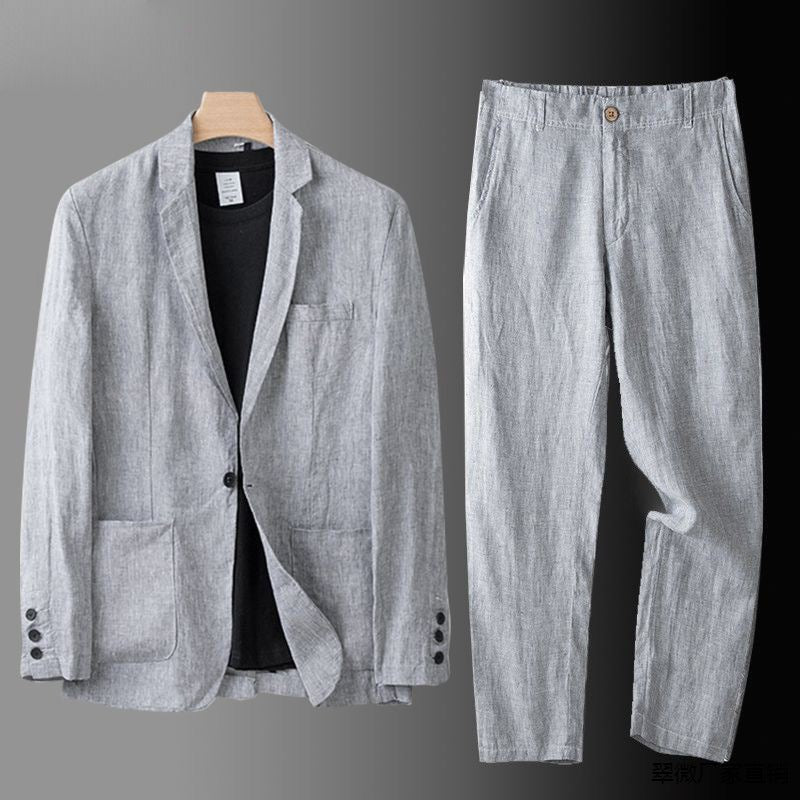 Men's Linen Suit Set – 3-Piece Breathable Summer Suit