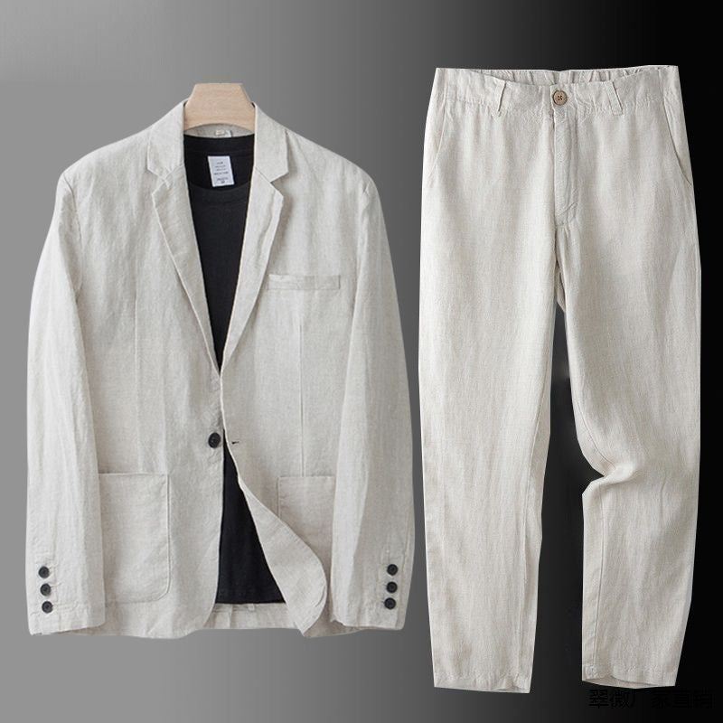 Men's Linen Suit Set – 3-Piece Breathable Summer Suit