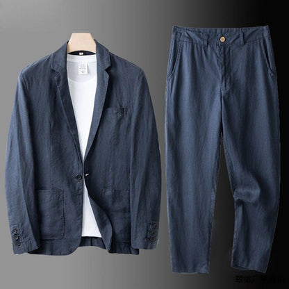 Men's Linen Suit Set – 3-Piece Breathable Summer Suit