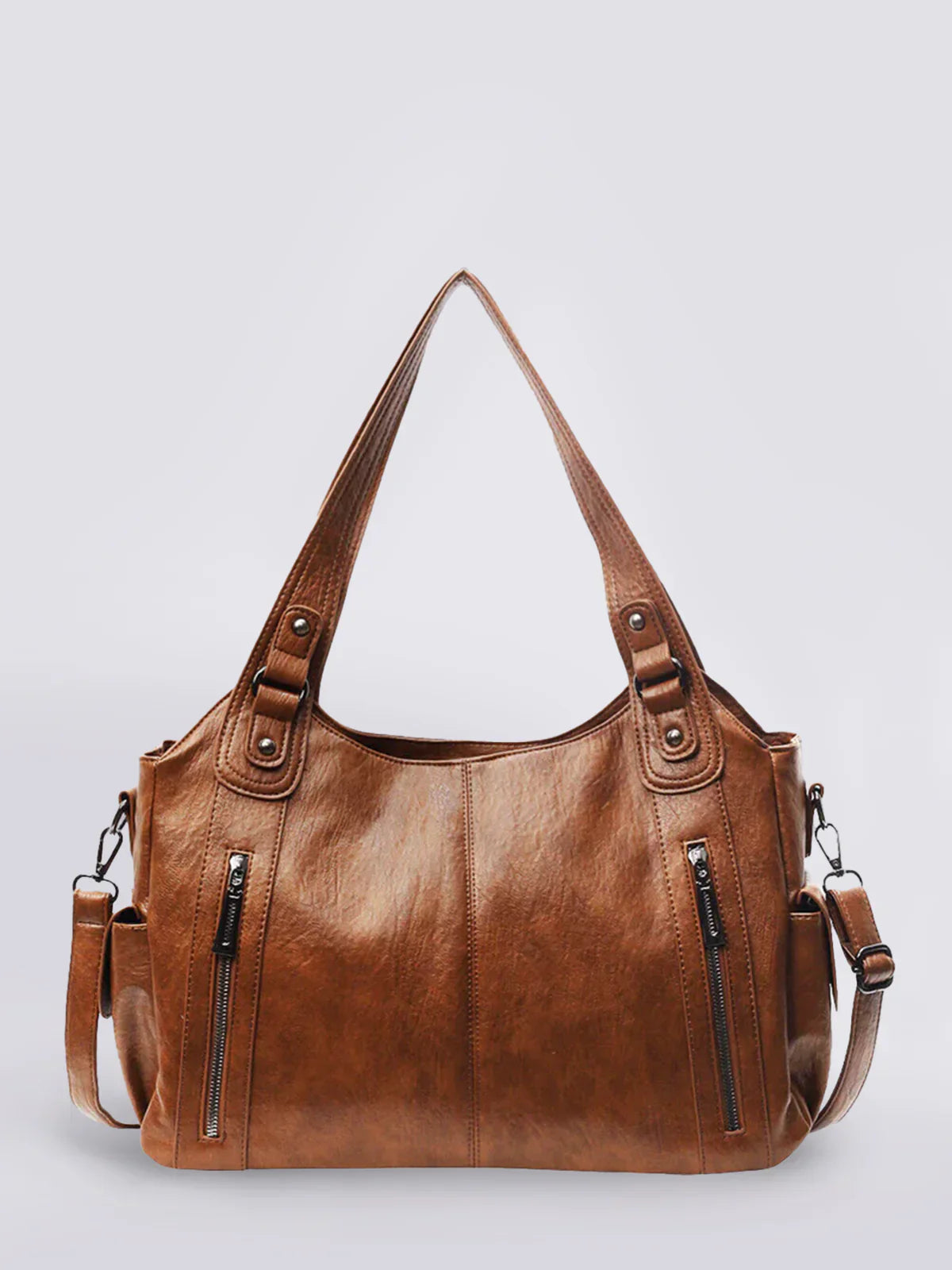 Julissa – Classic Leather Shoulder Bag with Zipper Details for Women