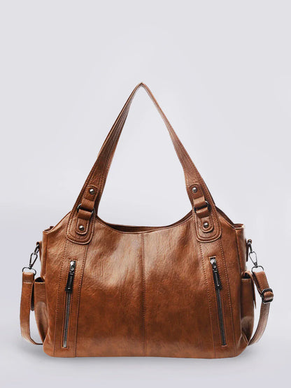 Julissa – Classic Leather Shoulder Bag with Zipper Details for Women