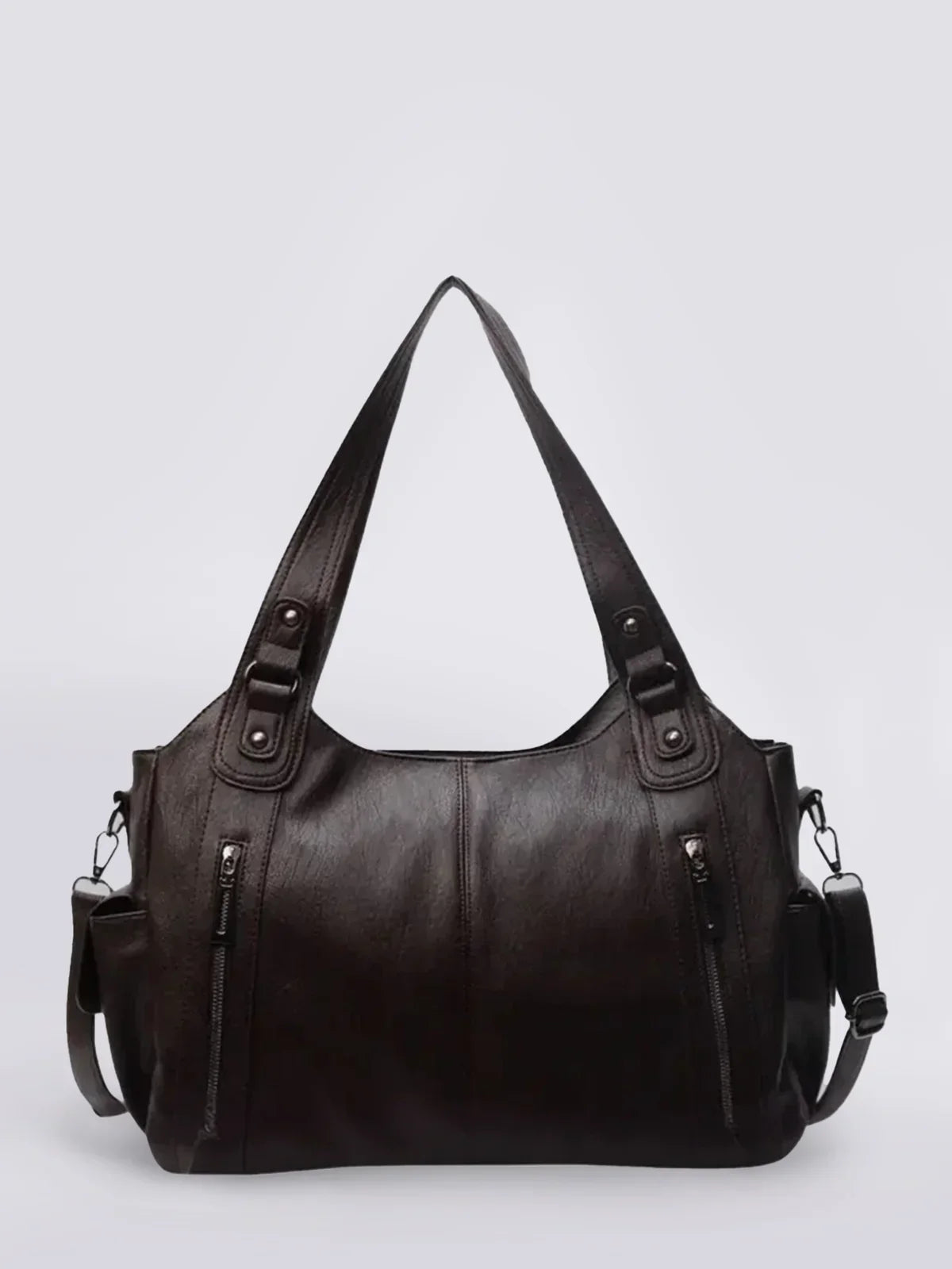 Julissa – Classic Leather Shoulder Bag with Zipper Details for Women