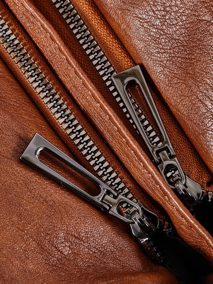 Julissa – Classic Leather Shoulder Bag with Zipper Details for Women