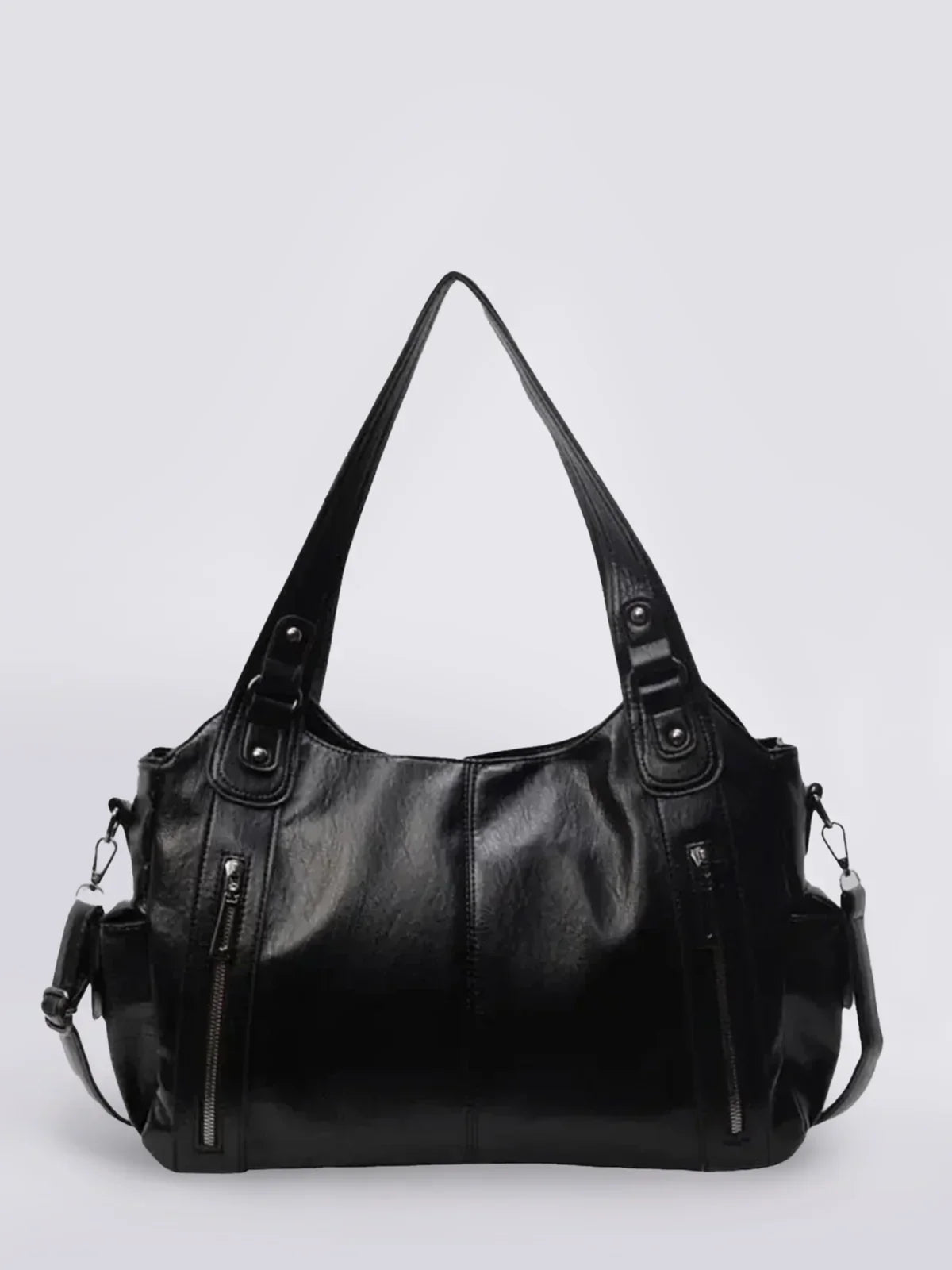 Julissa – Classic Leather Shoulder Bag with Zipper Details for Women