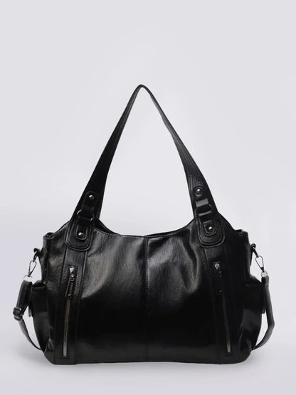 Julissa – Classic Leather Shoulder Bag with Zipper Details for Women