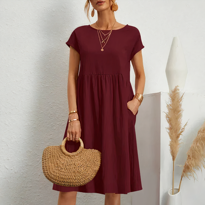 Knee-Length Summer Dress with Pockets for Women – Iren