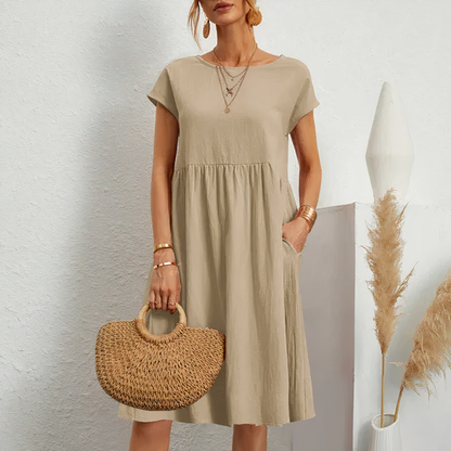 Knee-Length Summer Dress with Pockets for Women – Iren