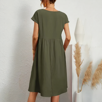 Knee-Length Summer Dress with Pockets for Women – Iren
