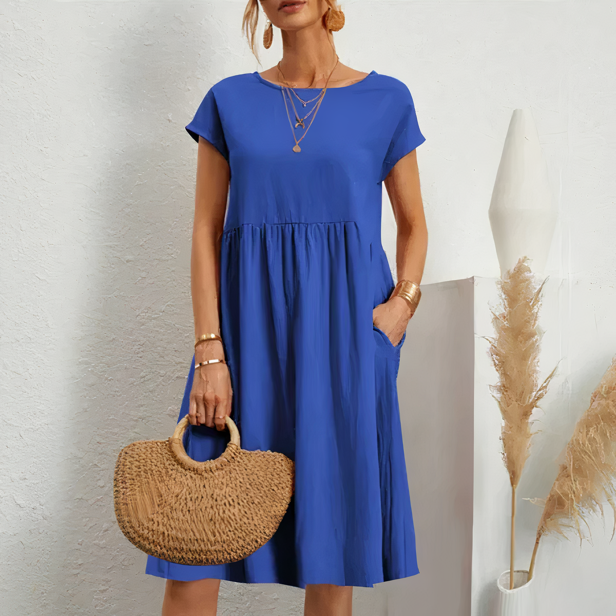 Knee-Length Summer Dress with Pockets for Women – Iren