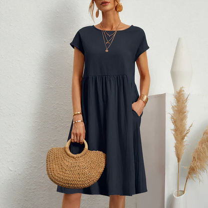 Knee-Length Summer Dress with Pockets for Women – Iren