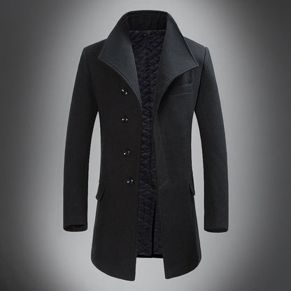 Heren Wol Overjas – Slim Fit Enkelsluiting met Reverskraag – Klassieke Winterjas