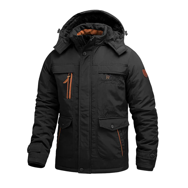 Men's Winter Jacket Tactical – Waterproof & Lined with Detachable Hood