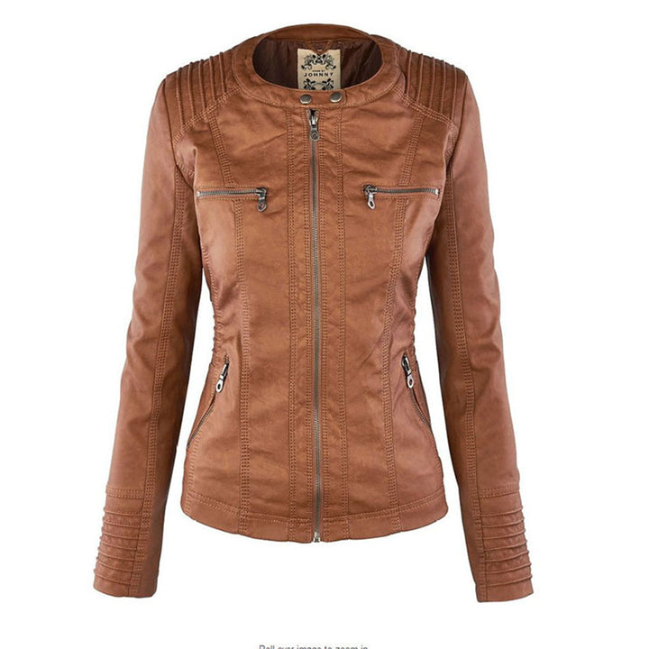 Waterproof Women's Leather Jacket with Removable Hood – Genuine Leather & Windproof