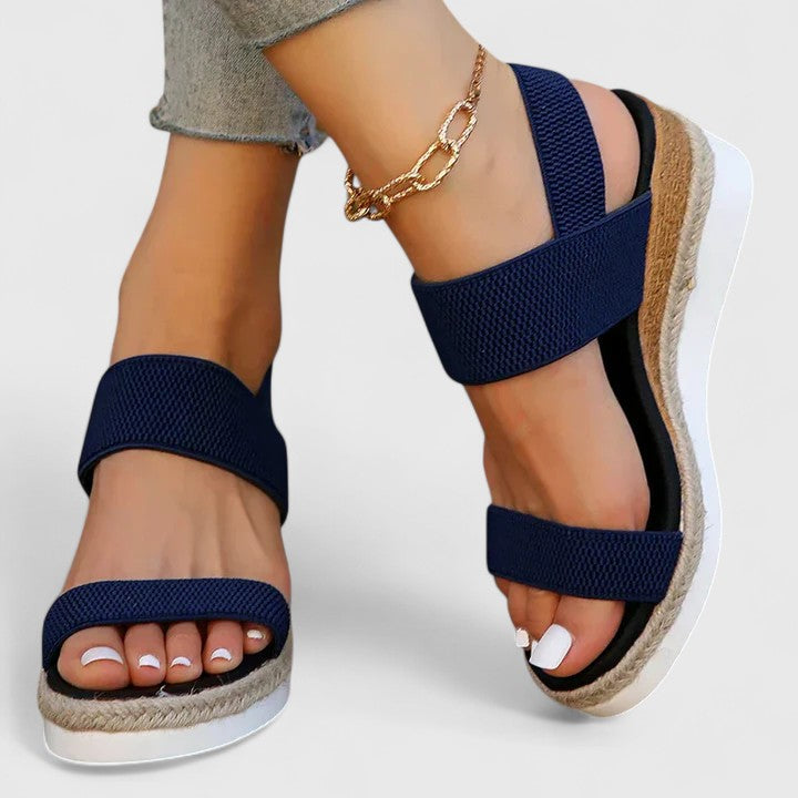 Dames Platform Sandalen | Comfort Stretch Band & Zomerstijl-Schoenen – Dames – Sandalen – Platform Sandalen-Myna Mode-Bruin-US 5 - UK 3-Myna Mode