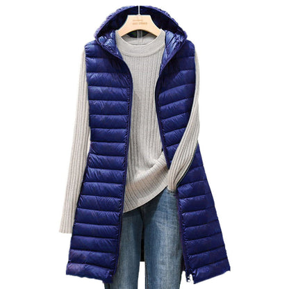 Women's Quilted Jacket with Hood - Lightweight and Mid-length - Autumn and Winter