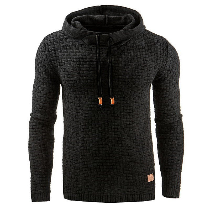 Men's Hoodie with Hood and Waffle Texture