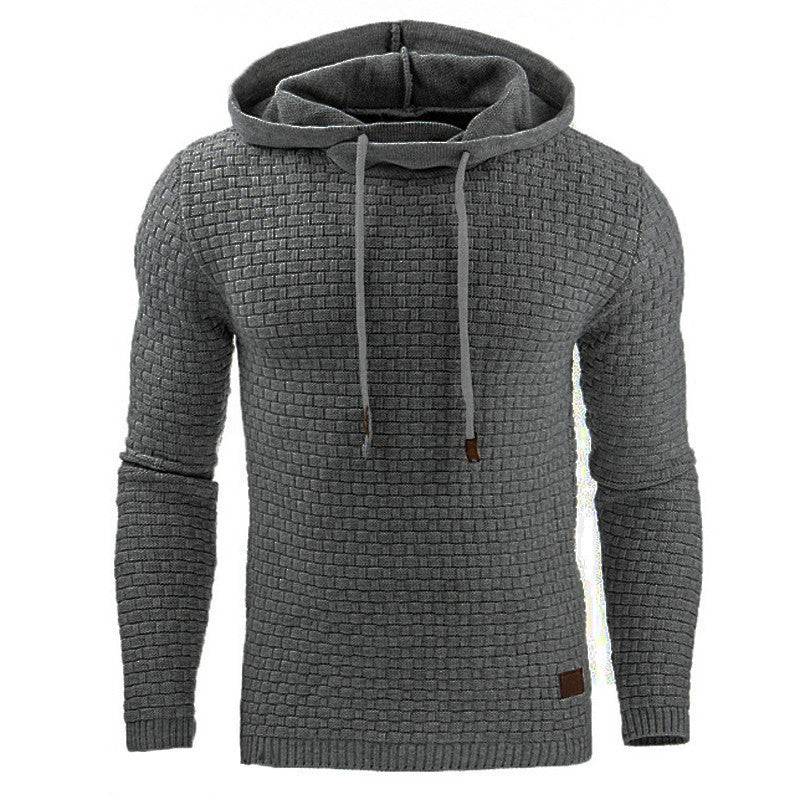 Men's Hoodie with Hood and Waffle Texture