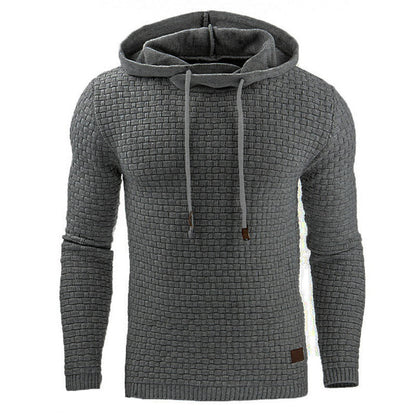 Men's Hoodie with Hood and Waffle Texture