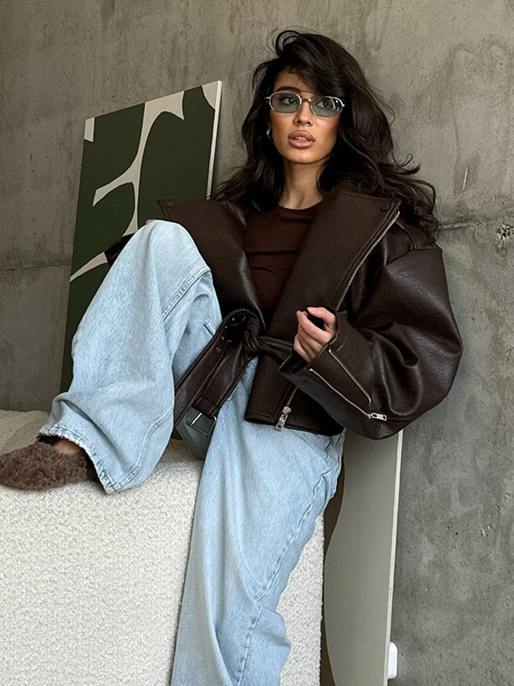 Davies – Damen Übergroße Motorradjacke