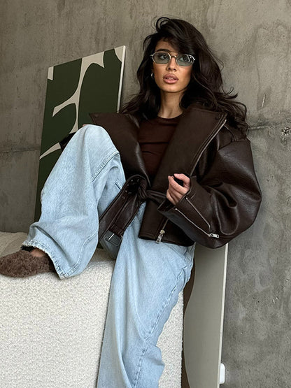 Davies – Damen Übergroße Motorradjacke