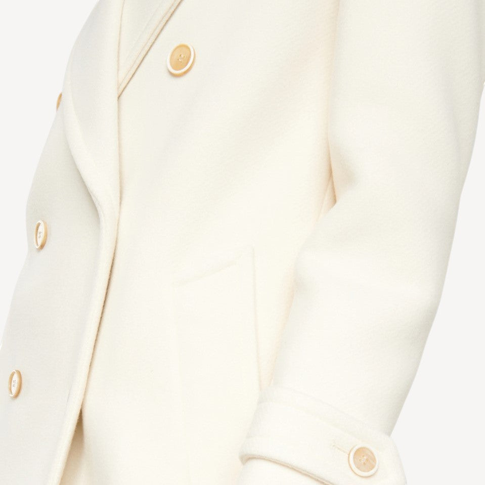 Davies – Dames Lange Wollen Jas met Dubbele Knoopsluiting