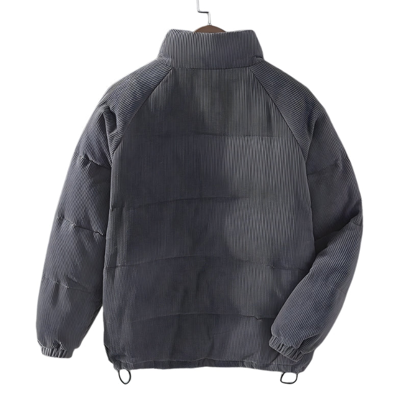 Heren Corduroy Puffer Jas met Hoge Kraag-Heren > Jassen & Jacks > Winterjassen > Puffer Jassen-Myna Mode-Beige-S-Myna Mode