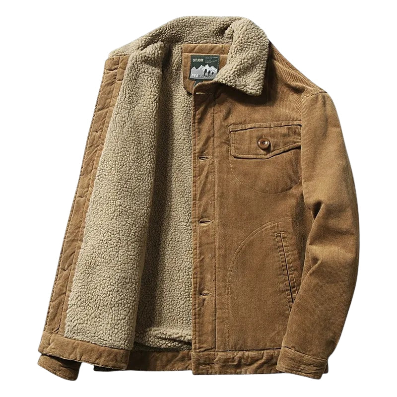 Heren Corduroy Trucker Jack met Sherpa Voering-Herenkleding > Jassen > Trucker Jacks-Myna Mode-Koffie-M-Myna Mode