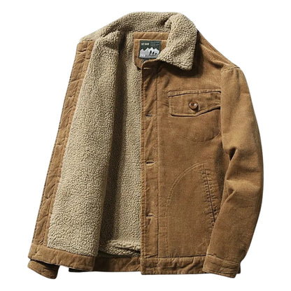 Heren Corduroy Trucker Jack met Sherpa Voering-Herenkleding > Jassen > Trucker Jacks-Myna Mode-Koffie-M-Myna Mode