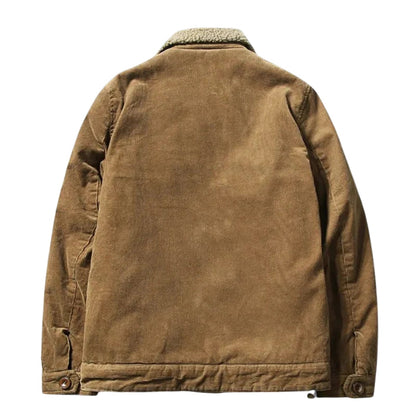 Heren Corduroy Trucker Jack met Sherpa Voering-Herenkleding > Jassen > Trucker Jacks-Myna Mode-Legergroen-M-Myna Mode