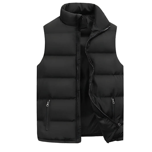 Heren Gewatteerde Bodywarmer zonder Mouwen met Ritszakken-Herenkleding > Jassen & Vesten > Bodywarmers-Myna Mode-Zwart-M-Myna Mode