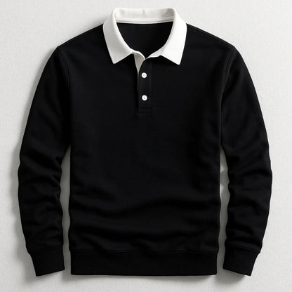 Heren Rugby Shirt met Lange Mouwen en Contrasterende Kraag