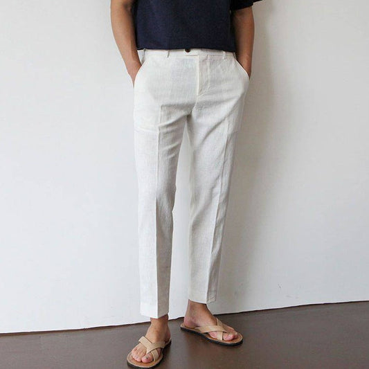 Heren Linnen Broek Slim Fit – Ademend Zomer Broek voor Casual en Vakantie