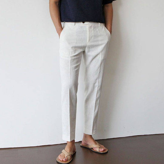 Heren Linnen Broek Slim Fit – Ademend Zomer Broek voor Casual en Vakantie