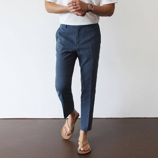 Heren Linnen Broek Slim Fit – Ademend Zomer Broek voor Casual en Vakantie