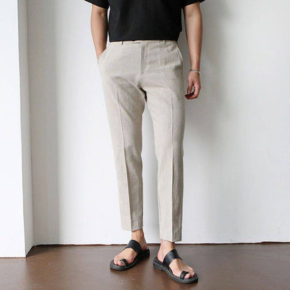 Heren Linnen Broek Slim Fit – Ademend Zomer Broek voor Casual en Vakantie