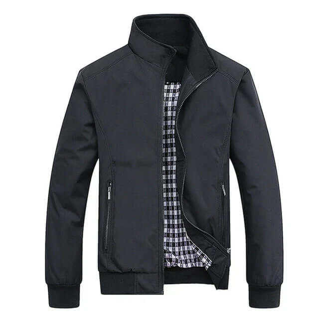 Men's Autumn Jacket – Stylish Bomber Jacket with Ribbed Cuffs
