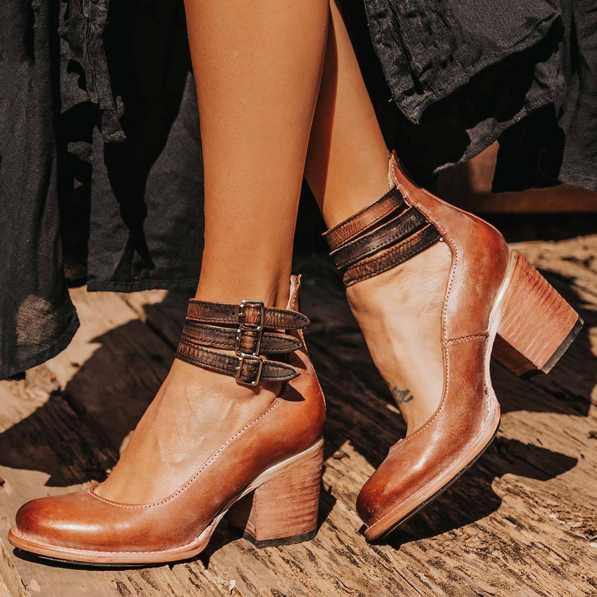 Neda – Stijlvolle Pumps Met Enkelbandje Voor Dames-Dames Pumps, Pumps Met Enkelbandje, Hoge Hakken, Elegante Schoenen, Damesschoenen-Myna Mode-Donkerbruin-UK 3 / US 5-Myna Mode